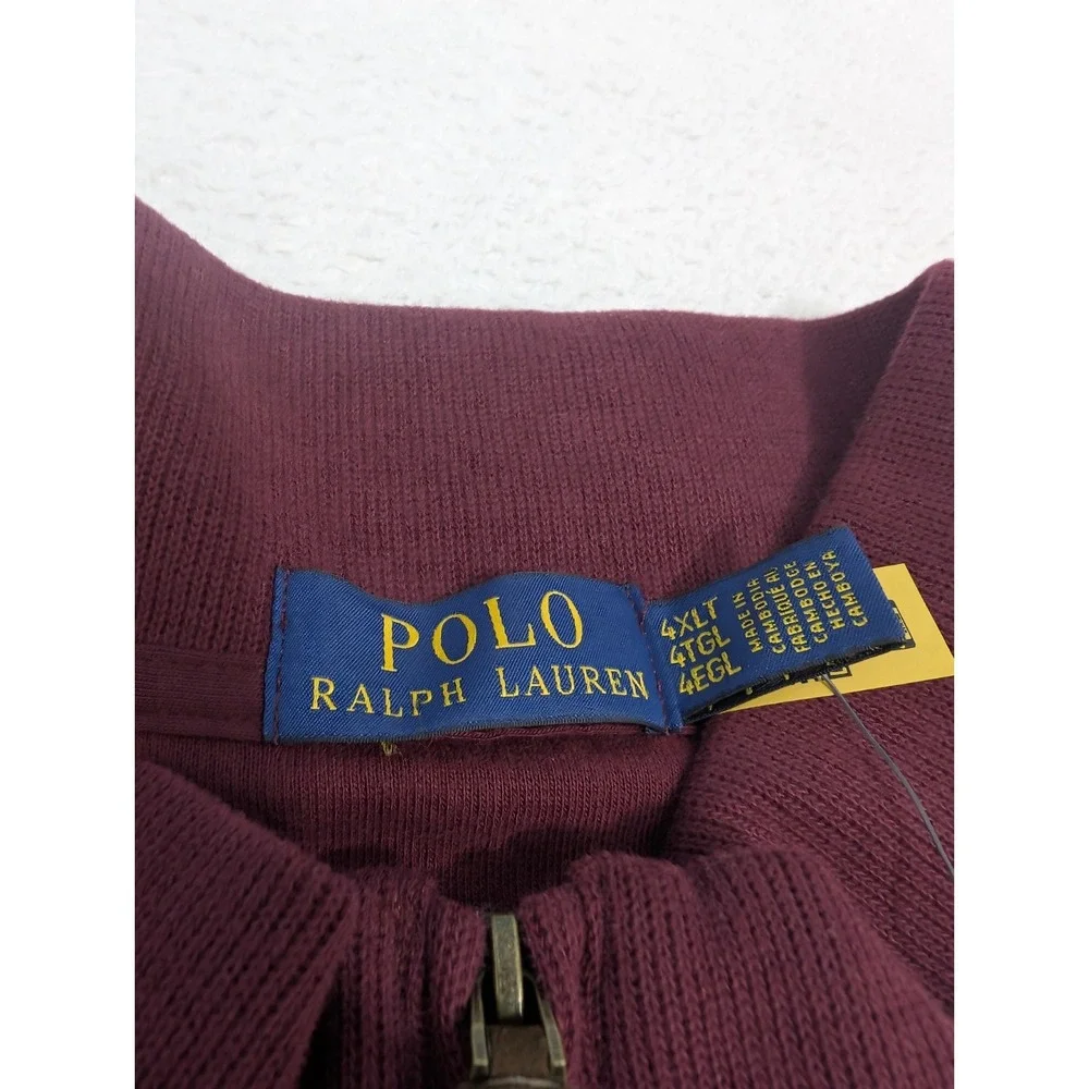 NEW Polo Ralph Lauren 1/4 Zip Pullover Sweater Mens 4XLT Red Burgundy Flesh Pony
